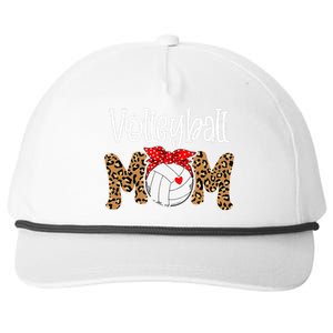 Volleyball Mom Leopard Messy Bun Game Day Funny Mothers Day Snapback Five-Panel Rope Hat