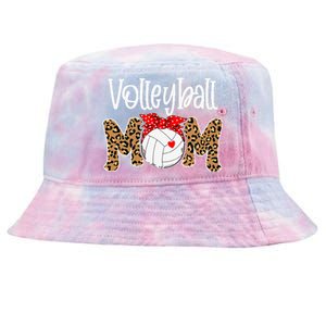 Volleyball Mom Leopard Messy Bun Game Day Funny Mothers Day Tie-Dyed Bucket Hat