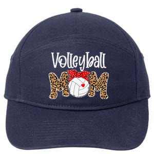 Volleyball Mom Leopard Messy Bun Game Day Funny Mothers Day 7-Panel Snapback Hat