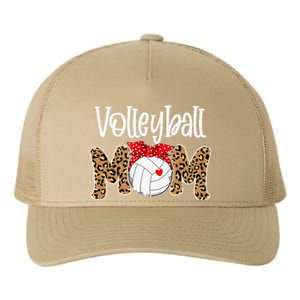 Volleyball Mom Leopard Messy Bun Game Day Funny Mothers Day Yupoong Adult 5-Panel Trucker Hat