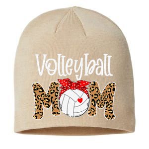 Volleyball Mom Leopard Messy Bun Game Day Funny Mothers Day Sustainable Beanie