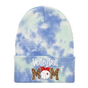 Volleyball Mom Leopard Messy Bun Game Day Funny Mothers Day Tie Dye 12in Knit Beanie