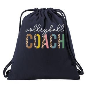 Volleyball Mom Leopard Volleyball Coach Team Gift Drawstring Bag