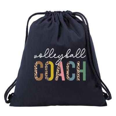 Volleyball Mom Leopard Volleyball Coach Team Gift Drawstring Bag