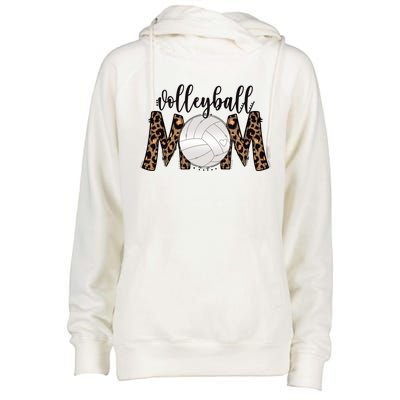 Volleyball Mom Leopard Print Proud Women's Cheetah Pattern Great Gift Womens Funnel Neck Pullover Hood