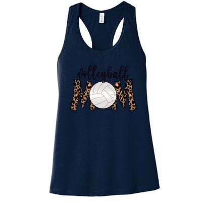 Volleyball Mom Leopard Print Proud Women's Cheetah Pattern Great Gift Women's Racerback Tank