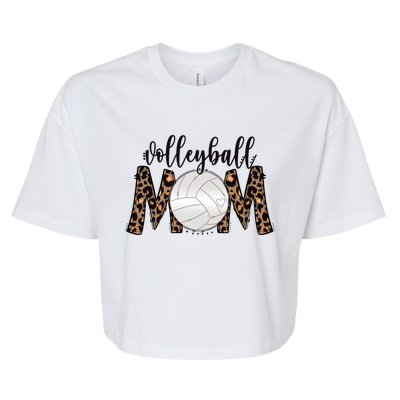 Volleyball Mom Leopard Print Proud Women's Cheetah Pattern Great Gift Bella+Canvas Jersey Crop Tee