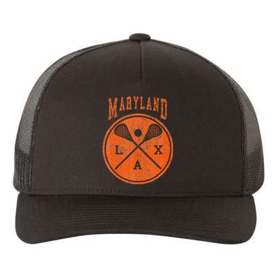 Vintage Maryland Lacrosse Distressed Lax Yupoong Adult 5-Panel Trucker Hat