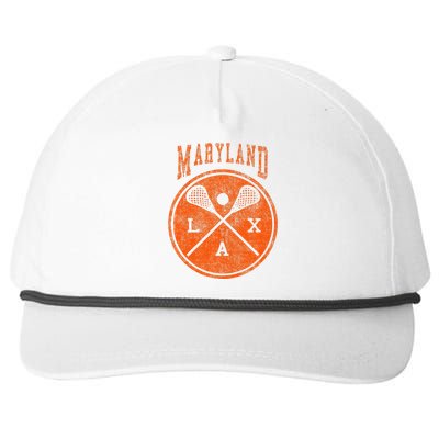 Vintage Maryland Lacrosse Distressed Lax Snapback Five-Panel Rope Hat