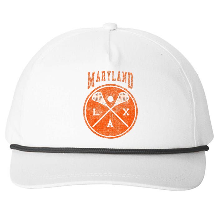 Vintage Maryland Lacrosse Distressed Lax Snapback Five-Panel Rope Hat