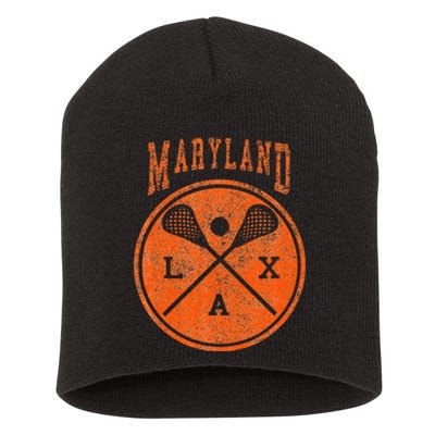 Vintage Maryland Lacrosse Distressed Lax Short Acrylic Beanie