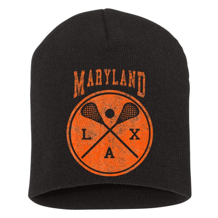 Vintage Maryland Lacrosse Distressed Lax Short Acrylic Beanie