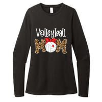 Volleyball Mom Leopard Messy Bun Game Day Womens CVC Long Sleeve Shirt