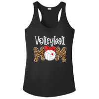 Volleyball Mom Leopard Messy Bun Game Day Ladies PosiCharge Competitor Racerback Tank