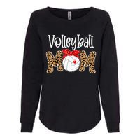 Volleyball Mom Leopard Messy Bun Game Day Womens California Wash Sweatshirt