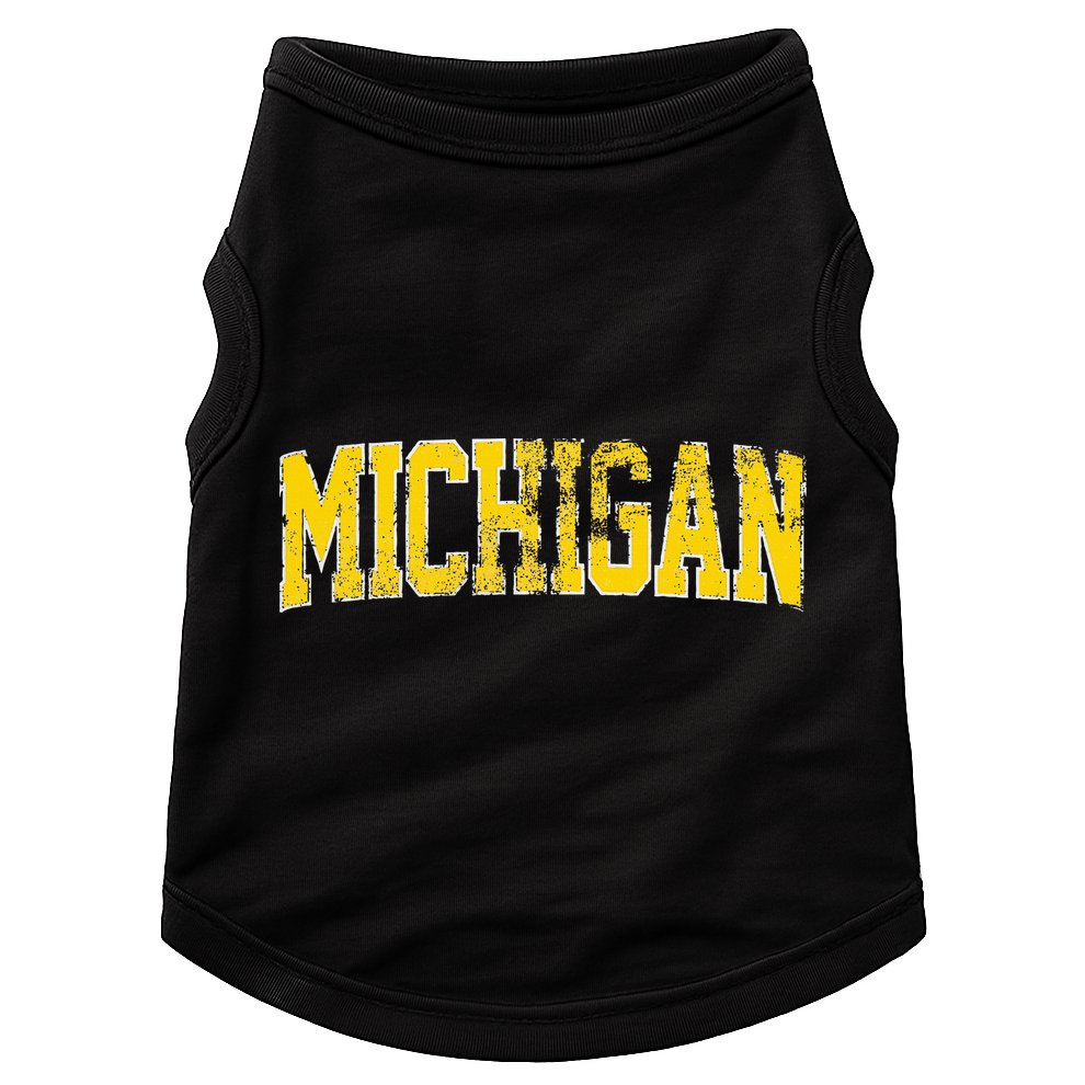 Vintage Michigan Look Blue Maize  Retro Font Michigan Doggie Tank
