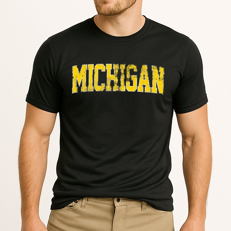 Vintage Michigan Look Blue Maize  Retro Font Michigan Cooling Performance Crew T-Shirt
