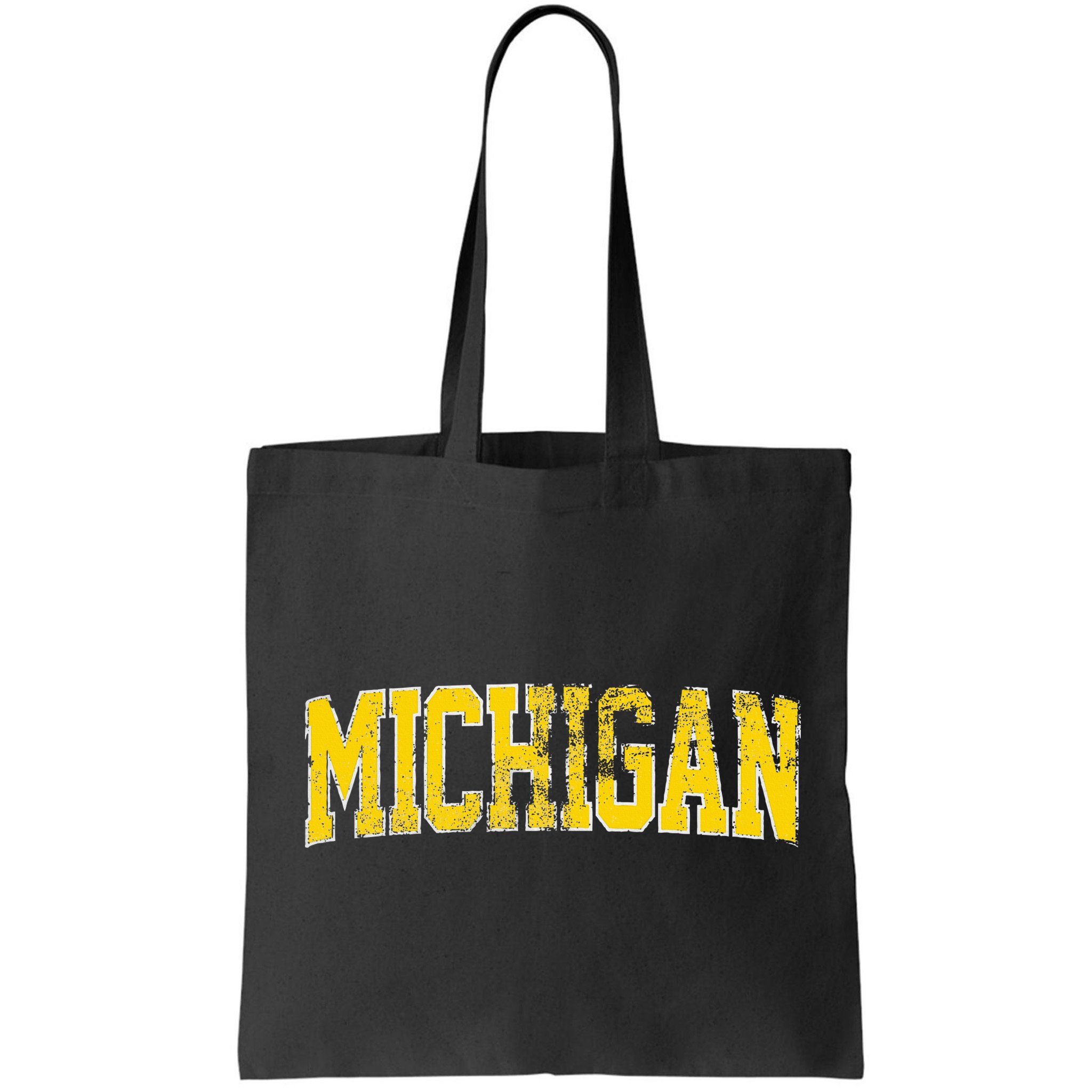 Vintage Michigan Look Blue Maize  Retro Font Michigan Bag