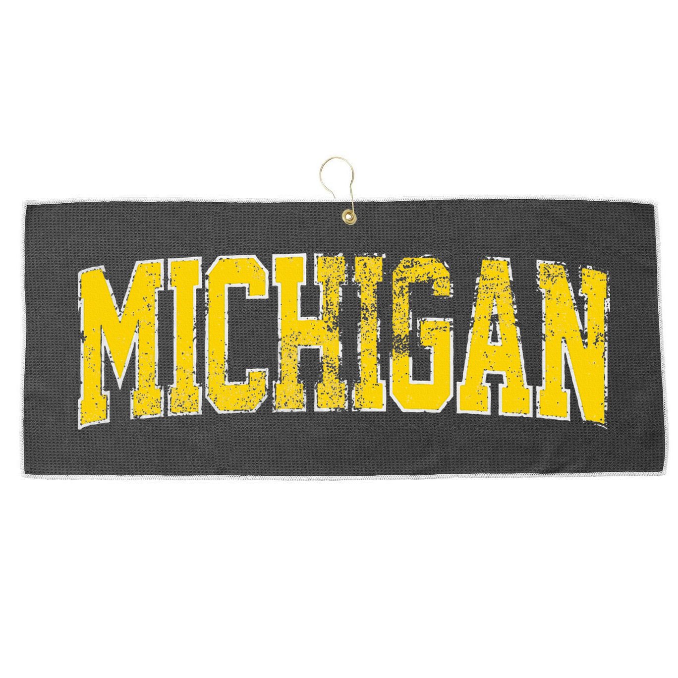 Vintage Michigan Look Blue Maize  Retro Font Michigan Large Microfiber Waffle Golf Towel