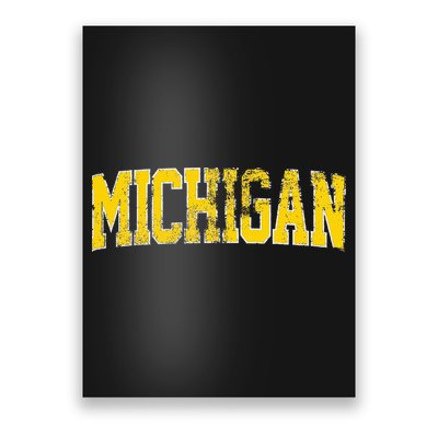 Vintage Michigan Look Blue Maize  Retro Font Michigan Poster