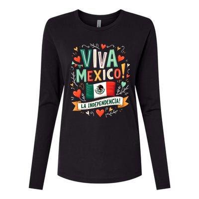 Viva Mexico La Independencia Fiesta Mexican Independence Day Womens Cotton Relaxed Long Sleeve T-Shirt