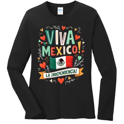 Viva Mexico La Independencia Fiesta Mexican Independence Day Ladies Long Sleeve Shirt