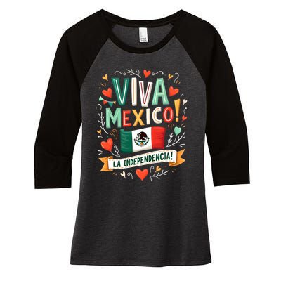 Viva Mexico La Independencia Fiesta Mexican Independence Day Women's Tri-Blend 3/4-Sleeve Raglan Shirt