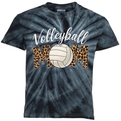 Volleyball Mom Leopard Funny Sport Ball Mom Mother's Day Kids Tie-Dye T-Shirt