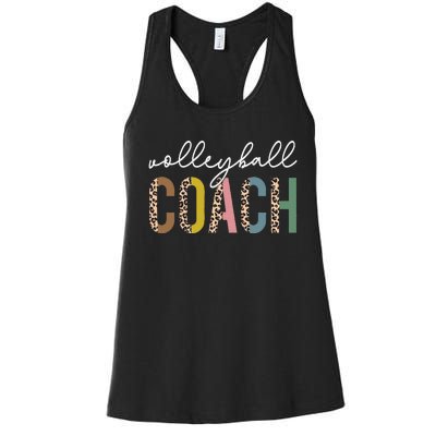 Volleyball Mom Leopard Volleyball Coach Team Gift Women's Racerback Tank