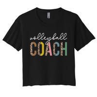 Volleyball Mom Leopard Volleyball Coach Team Gift Women's Crop Top Tee