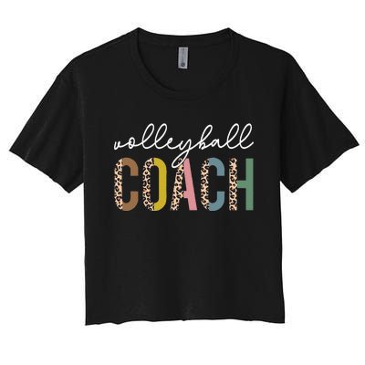 Volleyball Mom Leopard Volleyball Coach Team Gift Women's Crop Top Tee