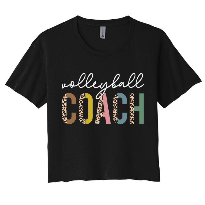 Volleyball Mom Leopard Volleyball Coach Team Gift Women's Crop Top Tee