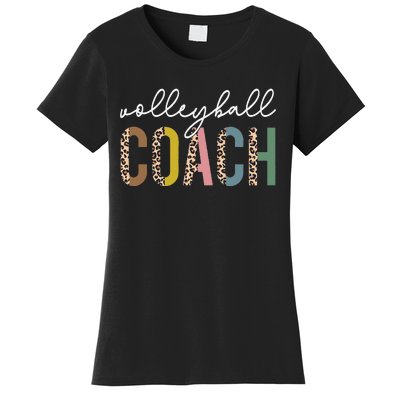 Volleyball Mom Leopard Volleyball Coach Team Gift Women's T-Shirt