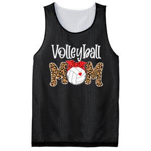 Volleyball Mom Leopard Messy Bun Game Day Funny Mothers Day Mesh Reversible Basketball Jersey Tank