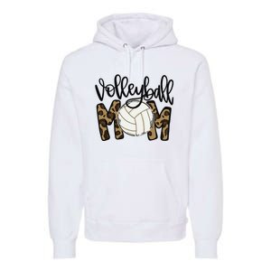 Volleyball Mom Leopard Funny Ball Mom Mother's Day Premium Hoodie