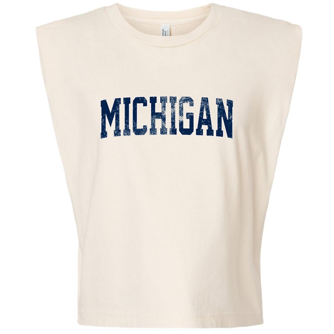 Vintage Michigan Look Maize Blue Retro Font Michigan Garment-Dyed Women's Muscle Tee