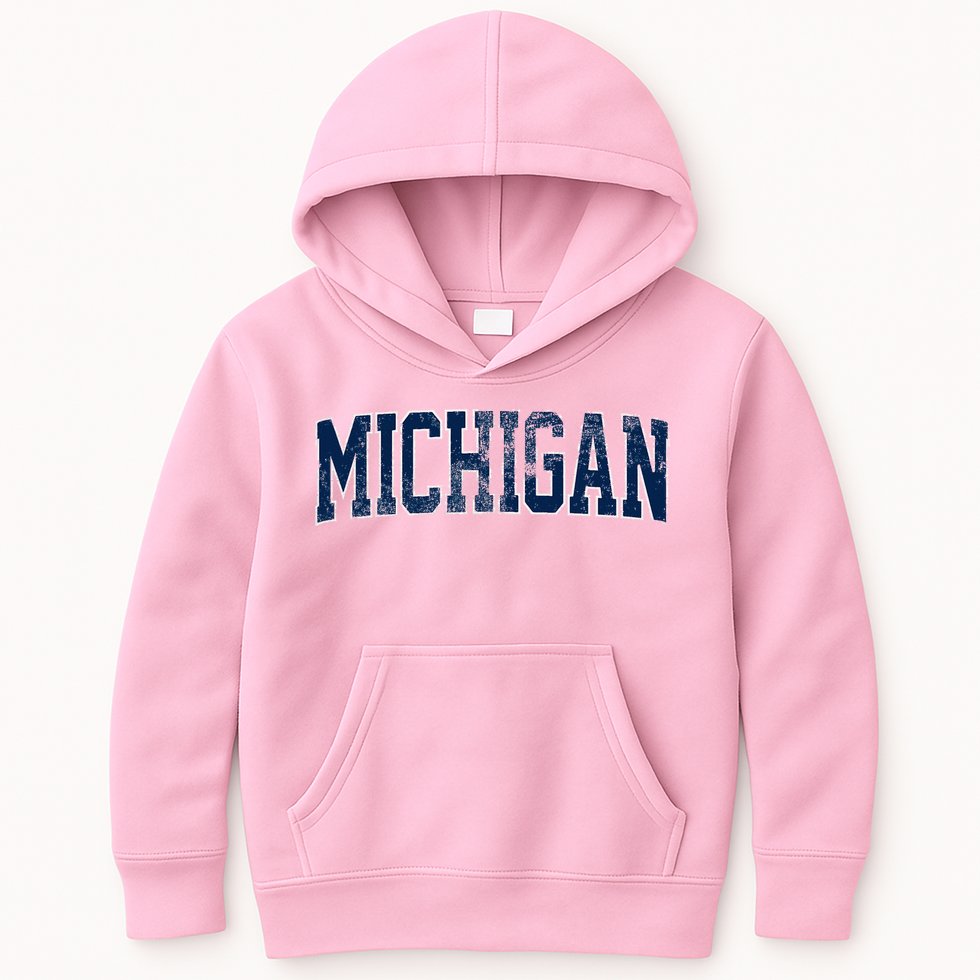 Vintage Michigan Look Maize Blue Retro Font Michigan Kids Hoodie