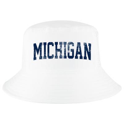 Vintage Michigan Look Maize Blue Retro Font Michigan Cool Comfort Performance Bucket Hat