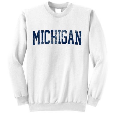 Vintage Michigan Look Maize Blue Retro Font Michigan Sweatshirt