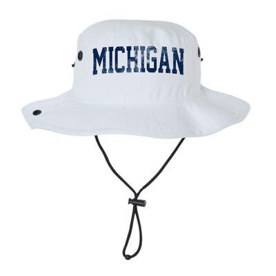 Vintage Michigan Look Maize Blue Retro Font Michigan Bucket Hat