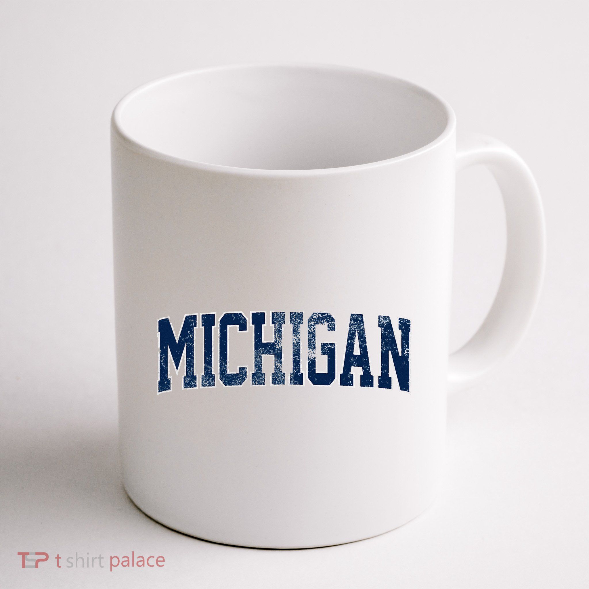 Vintage Michigan Look Maize Blue Retro Font Michigan Mug