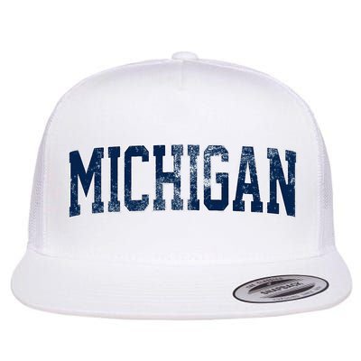 Vintage Michigan Look Maize Blue Retro Font Michigan Flatbill Hat