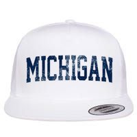 Vintage Michigan Look Maize Blue Retro Font Michigan Flatbill Hat