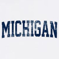 Vintage Michigan Look Maize Blue Retro Font Michigan Flatbill Hat
