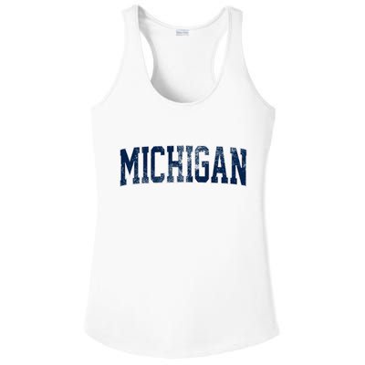 Vintage Michigan Look Maize Blue Retro Font Michigan Ladies PosiCharge Competitor Racerback Tank