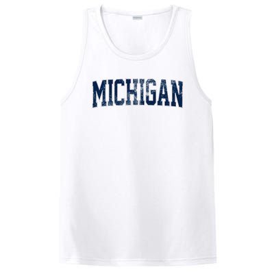 Vintage Michigan Look Maize Blue Retro Font Michigan PosiCharge Competitor Tank