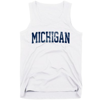 Vintage Michigan Look Maize Blue Retro Font Michigan Tank Top