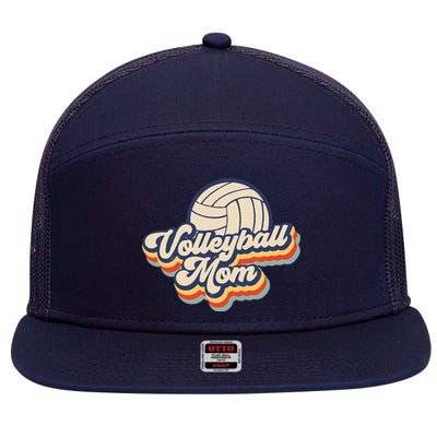 Volleyball Mom Mama Mothers Day Vintage Retro Funny Women 7 Panel Mesh Trucker Snapback Hat