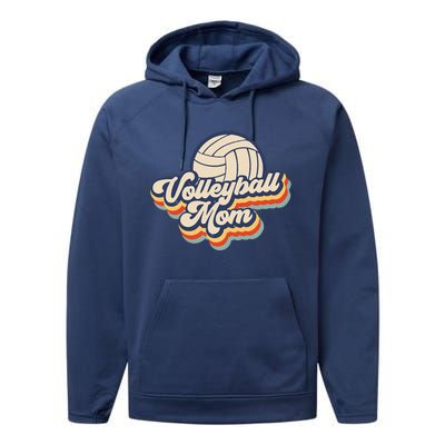 Volleyball Mom Mama Mothers Day Vintage Retro Funny Women Performance Fleece Hoodie