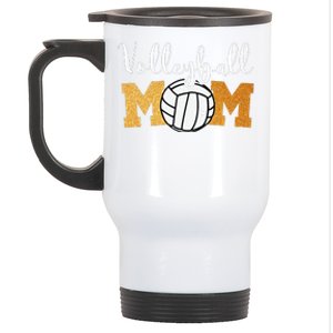 Volleyball Mom Mothers Day Volleyball Game Day Cheer Mom Stainless Steel Travel Mug